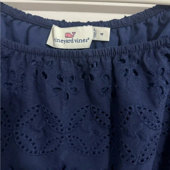 NWOT Women’s Vineyard Vines eyelet Dress Navy Blue Size 4 - Picture 2 of 5